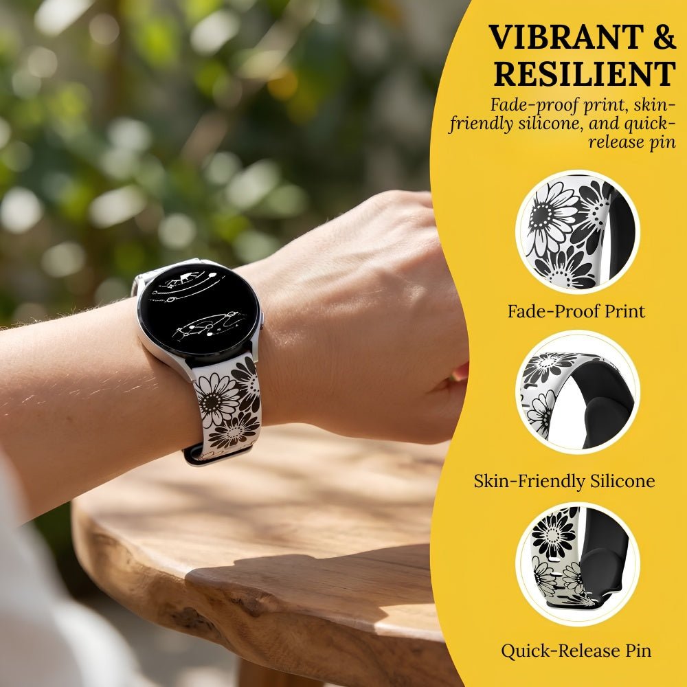 Asper Engraved Flower Silicone Galaxy Band