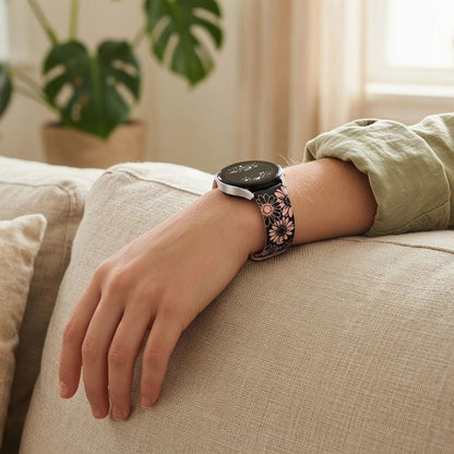 Asper Engraved Flower Silicone Galaxy Band